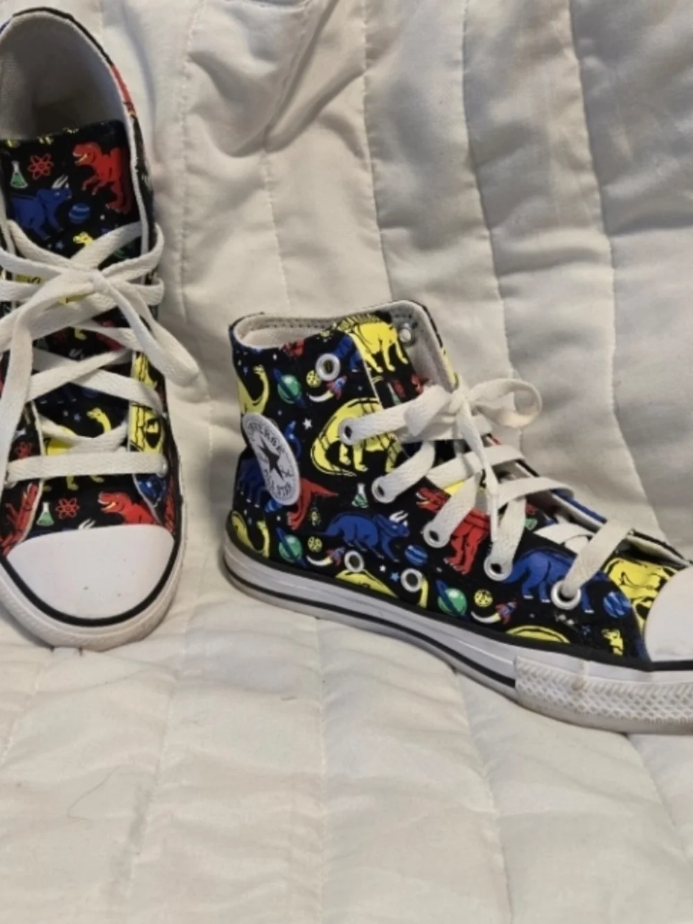 Converse Dino Class High-Top Sneakers - White Laces Size 1